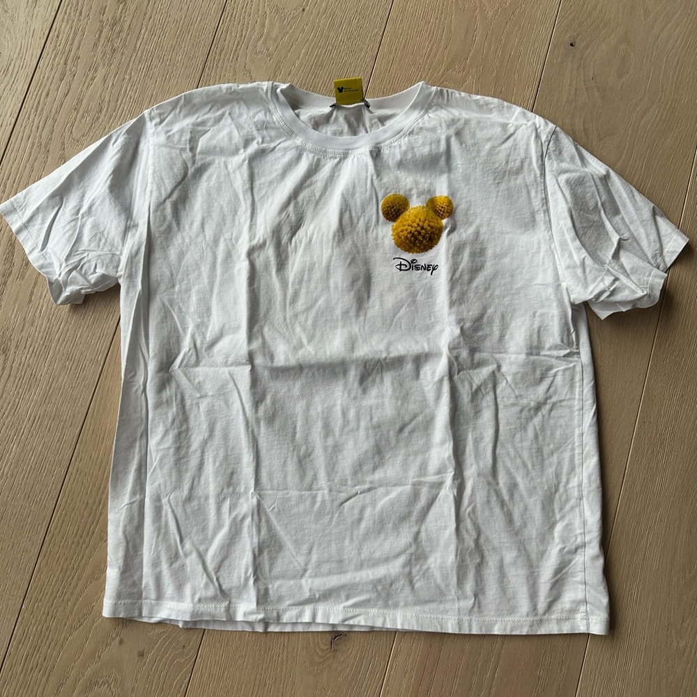 Zara / Disney Collab White Disney T-Shirt with Yellow Mickey Design